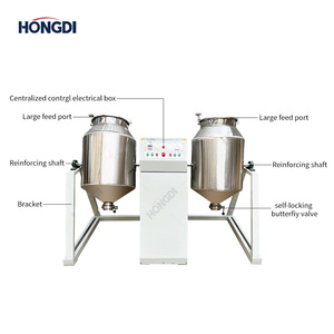 Mélangeur à double cône 100 kg à double tambour avec support en acier au carbone, mélangeur de poudre à double cuve pour ligne de production haute efficacité - Product Image 3