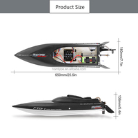 Bateau RC électrique grande vitesse Feilun FT011 55KM/H, télécommande 2.4G, moteur brushless, anti-retournement, système de refroidissement, jouet de course 65CM