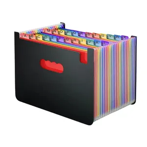 Organizador de archivos expandible de plástico, carpeta de relleno para suministros escolares de oficina, Color arcoíris, A4, PP, 24 bolsillos, gran oferta