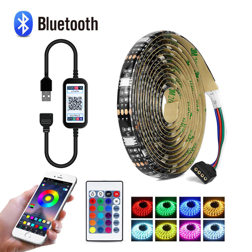 5V USB LED Strip Lights TV Backlight 5050 RGB Colour Changing with 24Key Remote WL-USB24K-02