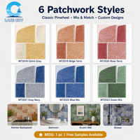 Ubin Dinding Tempel Sendiri Motif Patchwork, Lembaran Dinding Multiwarna Perekat, Tahan Air Dapat Dilepas Tanpa Lem untuk Dapur Kamar Mandi DIY