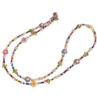 Correa de Muñeca Universal para Mujer con Cadena Larga de Moda, Clip para Teléfono Móvil, Cordón de Cuerda Tejida con Flor de Margarita
