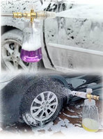 Canon à mousse transparent PA 1L réglable en laiton pour nettoyeur haute pression – Idéal pour le detailing automobile