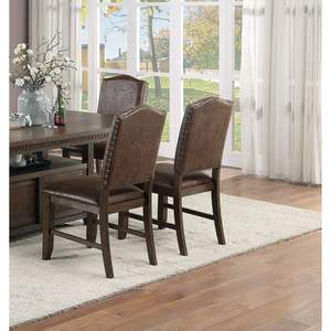 DB Classic Design Espresso Finish Faux Leather <b>Dining</b> <b>Room</b> Furniture Set 2 Side <b>Chairs</b> Brown/Rustic Rubber <b>Wood</b> <b>Dining</b> <b>Chairs</b> - Product Image 2