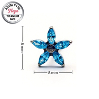 G23 ASTM-F136 Titanium Zircon Ear Stud Starfish Piercing Earrings Tragus Helix Daith Lobe Flat Back Lip Labret Piercing Jewelry