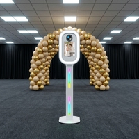 Station de selfie portable avec écran tactile de 13,3 pouces, miroir, photomaton, anneau lumineux RVB pour smartphones, appareil photo, impression instantanée