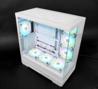 Super White Game Chassis Fast Detached TG Glass Gamer Computer Gaming PC Cabinet Tower Case Steel Construction MicroATX Support