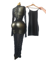 Robe longue transparente pour femme, 6 couleurs, manches longues, grande taille, avec robe intérieure, du S au 2XL