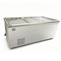 Congélateur horizontal commercial avec vitrine, porte vitrée supérieure, pour supermarché, crème glacée et viande