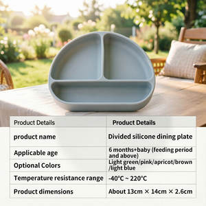 Assiette Bébé Premium à 3 Compartiments en Silicone avec Ventouse, Compatible Micro-ondes, Prix <span class=keywords><strong>de</strong></span> Gros Usine - Product Image 6