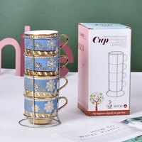 Tasses en céramique arabes Ensemble de table basse de luxe européen Coffret cadeau de 6 tasses à café Tasse à café en céramique turque et soucoupe