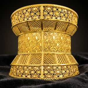 กำไลข้อมือแฟชั่นขายส่งแบบ Kada ลายฉลุทองตุรกี กำไลข้อมือแบบเปิดลายดอกไม้ประณีต ชุบทอง 14K18K24K - Product Image 3