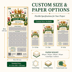 Custom Die Cut Poker Theme Security Printing Scratch Off Cards Lucky Game Lottery Ticket With Barcode Serial Number - Product Image 4