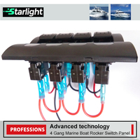 Panel de interruptores de barco Plug & Play de 4 bandas, interruptores basculantes impermeables de 12/24V con luz LED azul para coche/RV/UTV