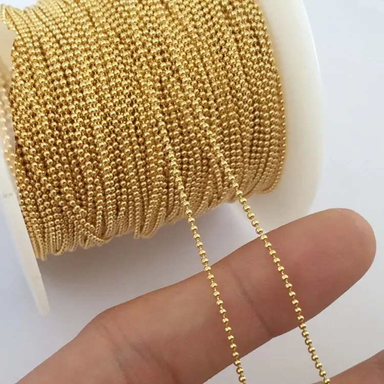 Hot Sale 1.0mm/ 1.2mm/ 1.5mm/ bead chain jewelry making women necklace 14k gold filled