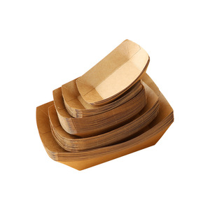 Bandeja de servicio resistente a la grasa desechable personalizada para fiestas, embalaje de Picnic, papel Kraft, plato de comida rápida, barco de cartón - Product Image 4
