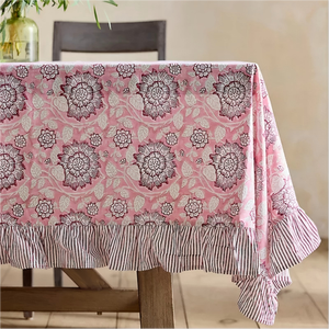 <span class=keywords><strong>Tovaglia</strong></span> in <span class=keywords><strong>Cotone</strong></span> 100% con Design Personalizzato, 60 Pollici, Motivo a Righe e Fiori, Colore <span class=keywords><strong>Rosa</strong></span> - Product Image 1