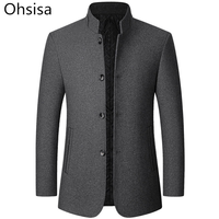 Veste en laine tricotée unie respirante à col montant pour homme, style décontracté, boutonnée, pour l'automne et l'hiver