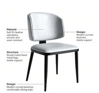 Chaise de salle à manger ergonomique en cuir PU imperméable et résistant aux taches, durable et écologique pour la maison, le salon et la cuisine