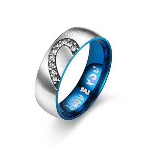Anello di coppia di diamanti con diamanti Europa e Stati Uniti nuovo anello in acciaio inossidabile a forma di diamante - Product Image 2