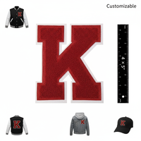 Patchs décoratifs personnalisés en chenille lettre K, thermocollants ou à coudre pour vêtements, vestes, sweats à capuche et sacs