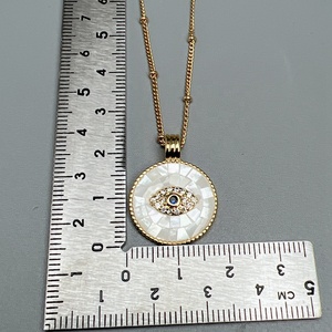 סיטונאי עגול ורוד בהתאמה אישית, קריסטל זירקון שרשרת עין הרע שרשרת עיניים רשע נשים pvd 18k - Product Image 6