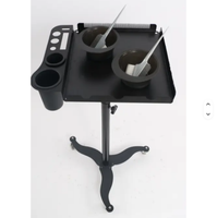 Plateau de rangement intelligent pour coiffure, pliable et mobile, en acier inoxydable noir, chariot pour extensions capillaires de salon de beauté