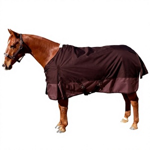 Couverture d'hiver pour cheval légère, durable, imperméable et respirante en tissu Oxford 600D, col haut, grande rabat de queue, 4 sangles de fixation - Product Image 1