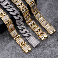 2024 Hip Hop bijoux brésilien 18K plaqué or VVS Moissanite diamant 925 en argent Sterling chaîne cubaine Bracelet pour hommes
