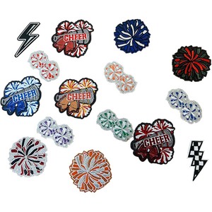 Glitter Pom Poms Cheer demir on nakış yama Glitter altın pembe Cheer anne oyunu gün futbol yama için şoför şapkası spor Jersey - Product Image 1