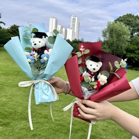 Hadiah Wisuda Buket Boneka Beruang Berbulu Model Mainan Plush Kreatif 243 untuk Ulang Tahun Anak Perempuan Musim Wisuda Teman Sekelas Buatan Tangan
