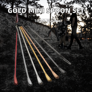 18/8 Stainless Steel Mini <b>Spoon</b> with Classic Design Matte <b>Gold</b> Finish Flatware Set with Free Laser Logo for Party Use - Product Image 3