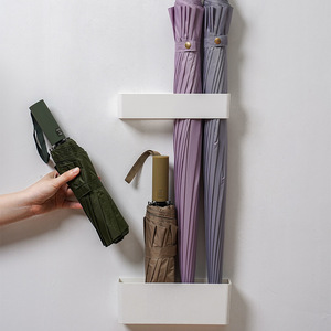 Yimijia Umbrella Storage Rack White Wall Mounted Japanese Style 10 Capacity Umbrella Stand With Velcro Closure - Product Image 4
