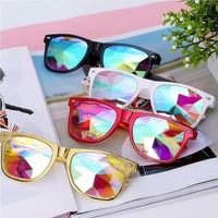 Lunettes de soleil UV400 personnalisées avec logo, pour festivals et soirées, verres diffractés, lunettes carrées kaléidoscope de luxe pour femmes, confortables