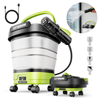 Lavadora de Limpieza Inalámbrica Versátil, Cubeta de Plástico Plegable de 12L, Resistente al Agua IPX4, Presión de 5 Bares, para Uso en el Hogar, Jardín y Exteriores