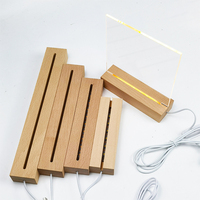 Présentoir artisanal en acrylique à faire soi-même |   Support d'éclairage d'ambiance personnalisé en gros, base en bois massif rectangulaire décorative avec LED