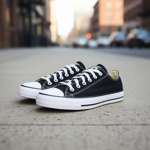 Converse All-Star Ox Unisex Canvas Sneakers Black Round Toe Lace-Up Rubber Sole <b>Casual</b> <b>Shoes</b> for All Seasons - Product Image 2