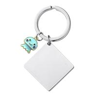 Porte-clés carré en acier inoxydable gravable personnalisé Ywyougang, porte-clés vierge en forme de plaque militaire avec breloque pour cadeau personnalisé DIY