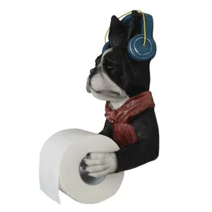 Home Decor Polyresin Toiletrolhouder Hond Cartoon Tissue Houder