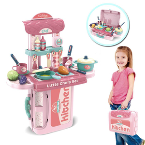 3 in 1 funny little chef girls toy kitchen play set in custodia per il trasporto/tavolo da cucina finta gioca set di giocattoli per bambini - Product Image 1