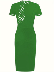 <span class=keywords><strong>Abito</strong></span> aderente a <span class=keywords><strong>pois</strong></span> elegante con fiocco da donna <span class=keywords><strong>abito</strong></span> lungo Custom OEM ODM estate ultimo Design elegante - Product Image 3