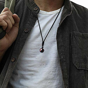 Lateefah 2025 collar de moda hombres cuerda cuentas dobles colgante de cristal de piedra Natural - Product Image 3