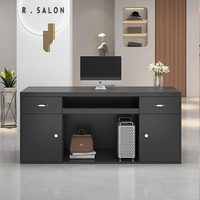 Comptoir de réception avec logo personnalisé gratuit Petit bureau de réception rectangulaire noir blanc Salon