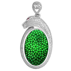 Pendentif en pierre brute de grande taille en jadéite naturelle haut de gamme de qualité A, tête de léopard en jade véritable, jade vert transparent, incrustation en argent S925 - Product Image 4
