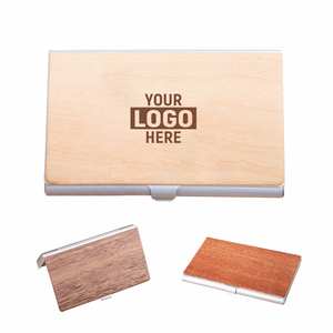 Estuche de Madera de Nogal para Tarjetas de Visita con Logotipo Personalizado, Grabado Láser, Porta Tarjetas de Madera Natural de Lujo para Tarjetas de Crédito - Product Image 1
