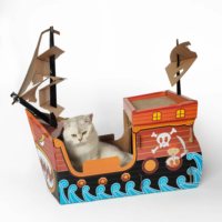 Produits créatifs pour animaux de compagnie, maison pour chats en papier ondulé durable, grattoir pour chats en carton
