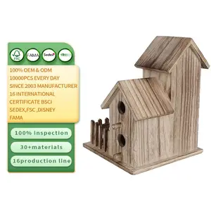 3 delik kuş evi odası Pet malzemeleri dekorasyon sincap küçük bahçe kuş yuvalama kutusu açık ahşap birdhouse için