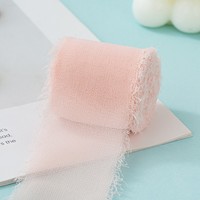Ruban en Chiffon Bohème Multicolore de 4 cm x 5 Mètres à Bords Effilochés pour Bouquet de Mariage, Emballage et Décoration Cadeau