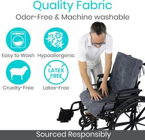 Custom Wheelchair Sheepskin Seat and Backrest <b>Cushion</b> Cover for Pressure Relief Soft Faux Fur <b>Pad</b> for Elderly and Medical Use - Product Image 2