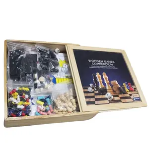 Juego de mesa de madera 6 en 1 con ajedrez, juego de ajedrez - Product Image 1